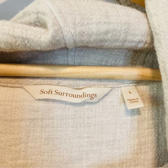 Soft Surroundings Taylen Beige Linen Cotton Blend Tunic Cowl Neck Top Size L - Picture 5 of 7